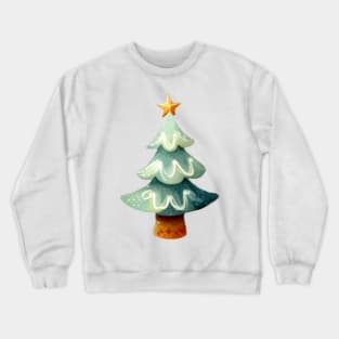 Light green watercolor Christmas tree painting illustration Crewneck Sweatshirt